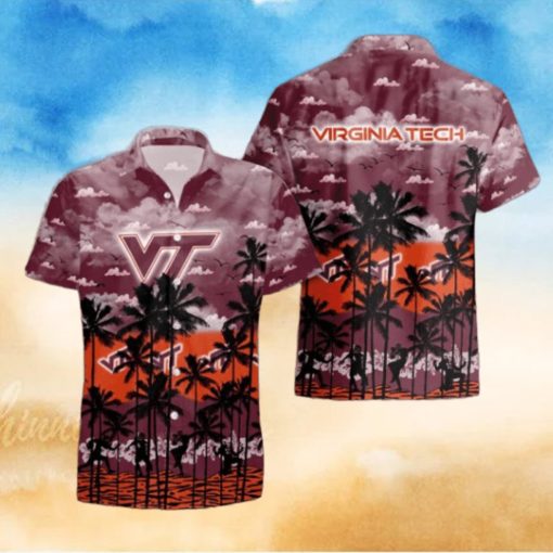 Virginia Tech Hokies Palms Tree Hawaiian Shirt