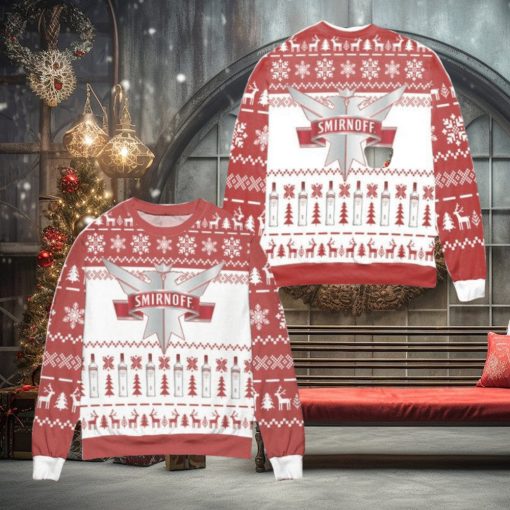 Vodka Smirnoff Red Label Logo Reindeer Christmas Ugly Sweater