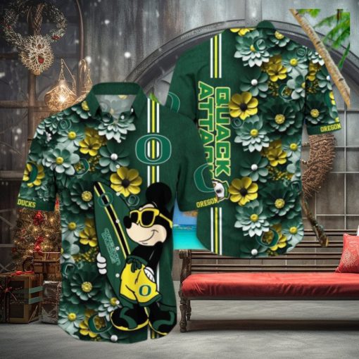 Oregon Ducks Hawaiian Shirt Mickey Love Surfing Trending Summer Gift