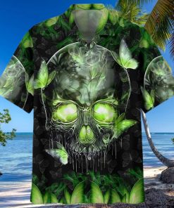 Buy Skull Magic Butterfly Green Hawaiian Shirt Aloha Beach