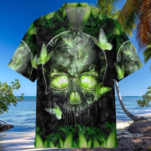 Buy Skull Magic Butterfly Green Hawaiian Shirt Aloha Beach