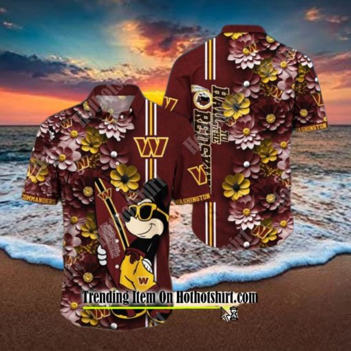 WASHINGTON COMMANDERS ALOHA MICK PATTERN HAWAIIAN SHIRT