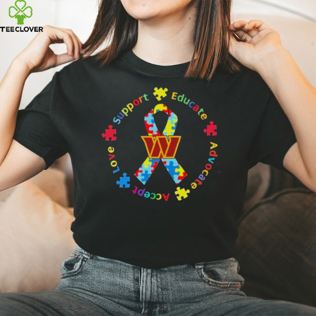 WASHINGTON COMMANDERS SUPPORT EDUCATE ADVOCATE ACCEPT LOVE AUTISM AWARENESS T SHIRT WASHINGTON COMMANDERS SUPPORT EDUCATE ADVOCATE ACCEPT LOVE AUTISM AWARENESS T SHIRT