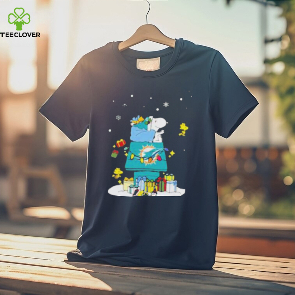 Miami Dolphins Santa Snoopy Wish You A Merry Christmas Shirt Miami Dolphins Santa Snoopy Wish You A Merry Christmas Shirt