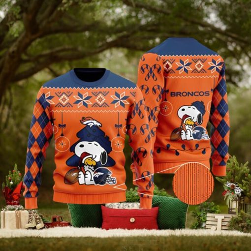 Denver Broncos Funny Charlie Brown Peanuts Snoopy Ugly Christmas Sweater 3D Printed Men And Women Holiday Gift