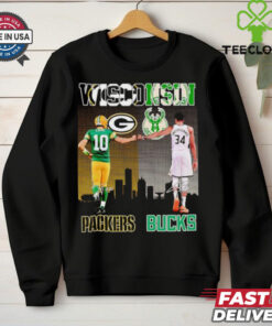 WIsconsin city Packers Jordan Love and Bucks Antetokounmpo signatures shirt 1 WIsconsin city Packers Jordan Love and Bucks Antetokounmpo signatures shirt