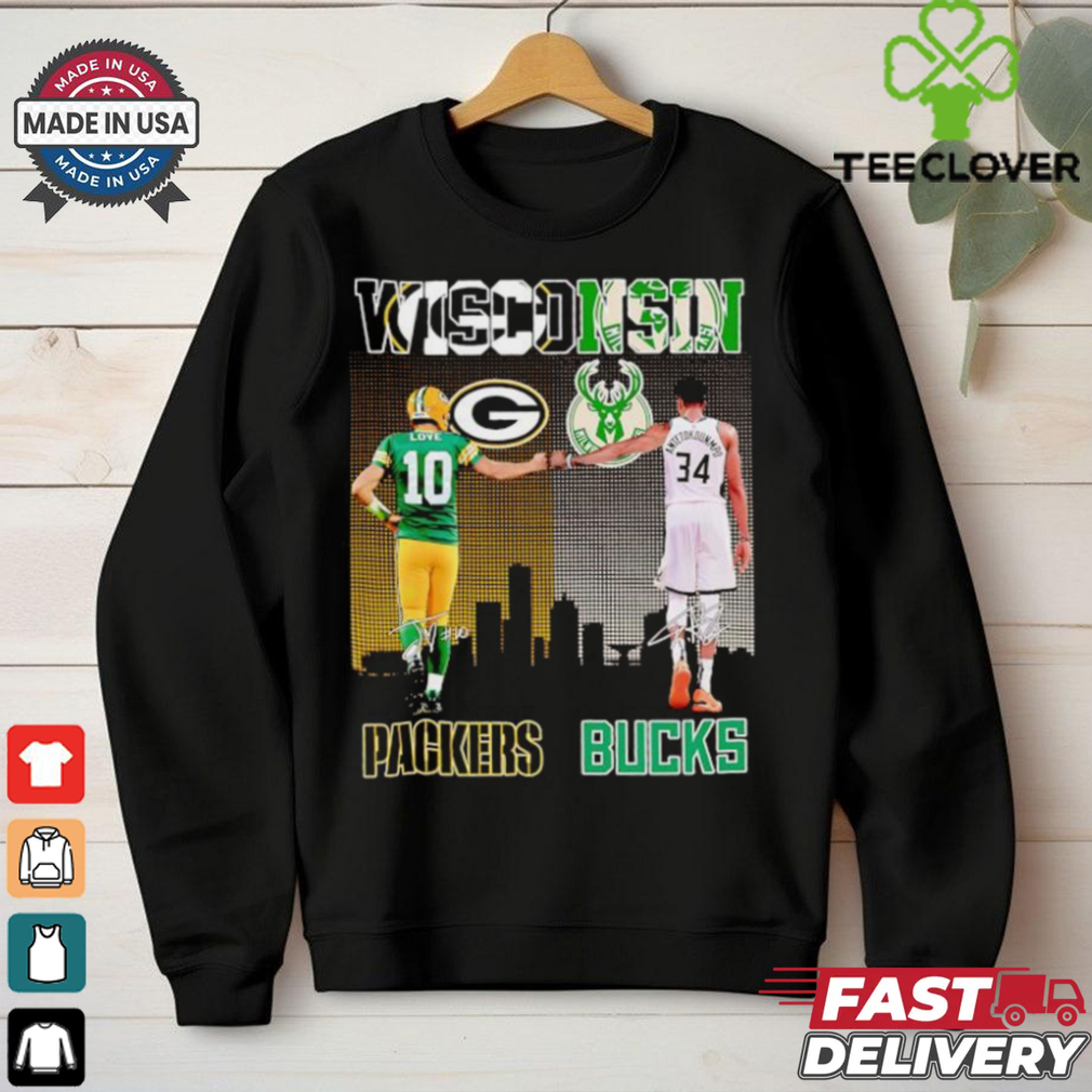 WIsconsin city Packers Jordan Love and Bucks Antetokounmpo signatures shirt WIsconsin city Packers Jordan Love and Bucks Antetokounmpo signatures shirt