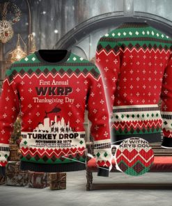 WKRP Ugly Sweater, First Annual WKRP Thanksgiving Day Turkey Drop Ugly Christmas Sweater Xmas Gifts