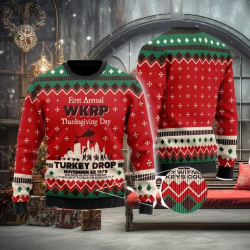 WKRP Ugly Sweater, First Annual WKRP Thanksgiving Day Turkey Drop Ugly Christmas Sweater Xmas Gifts