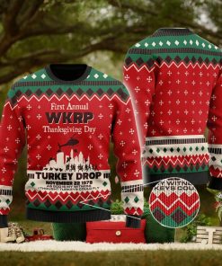 WKRP in Cincinnati First Annual WKRP Thanksgiving Day Turkey Drop Family Gift Ugly Christmas Sweater For Men And Women