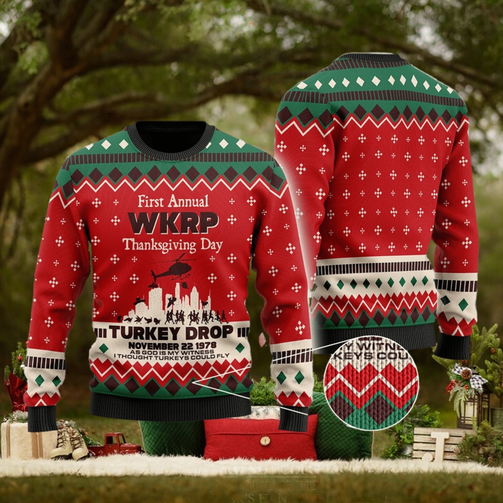 WKRP in Cincinnati First Annual WKRP Thanksgiving Day Turkey Drop Family Gift Ugly Christmas Sweater For Men And Women WKRP in Cincinnati First Annual WKRP Thanksgiving Day Turkey Drop Family Gift Ugly Christmas Sweater For Men And Women
