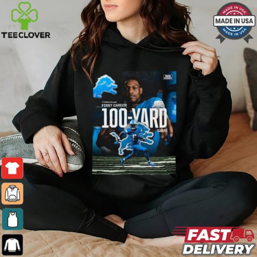 WR Jameson Williams Detroit Lions First Career 100 Yard game shirt