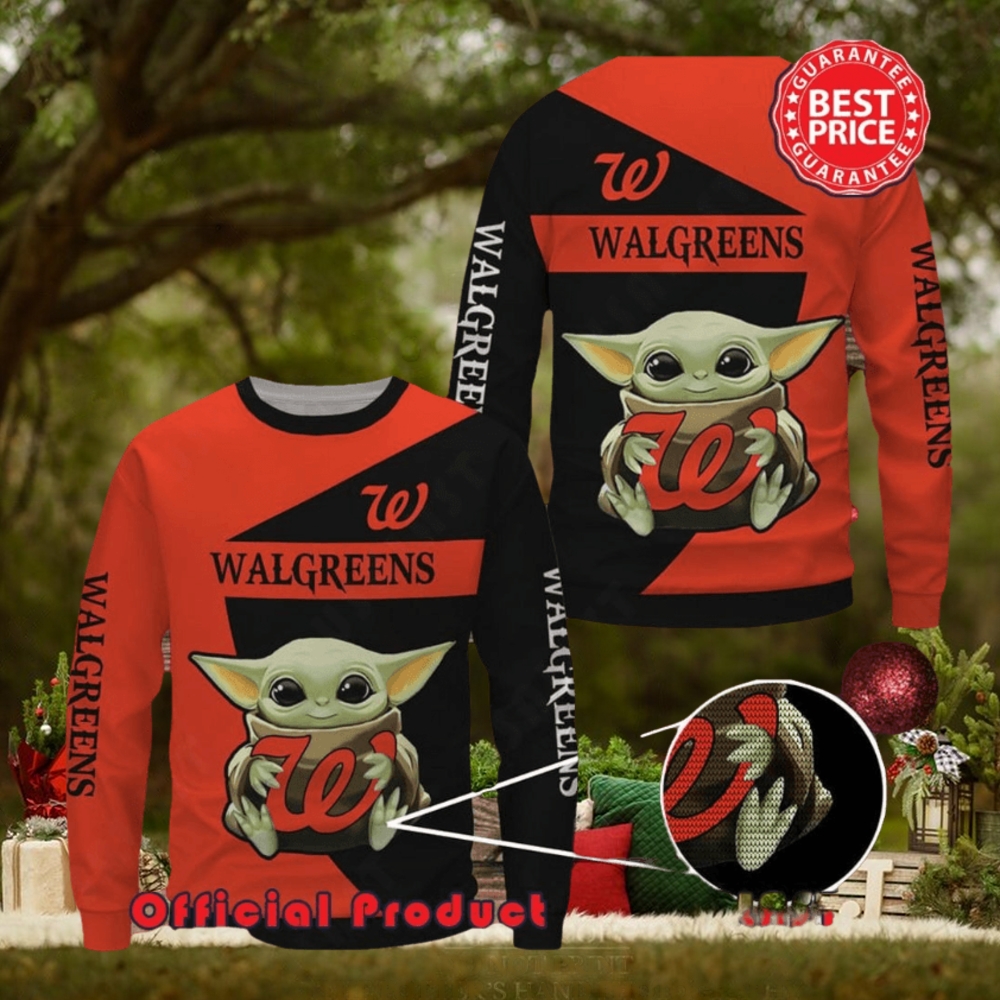 Walgreens Baby Yoda With Logo Ugly Christmas Sweater Walgreens Baby Yoda With Logo Ugly Christmas Sweater