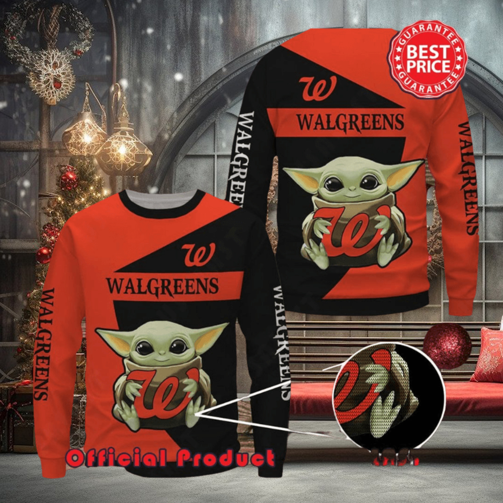 Walgreens Baby Yoda With Logo Ugly Christmas Sweater Walgreens Baby Yoda With Logo Ugly Christmas Sweater
