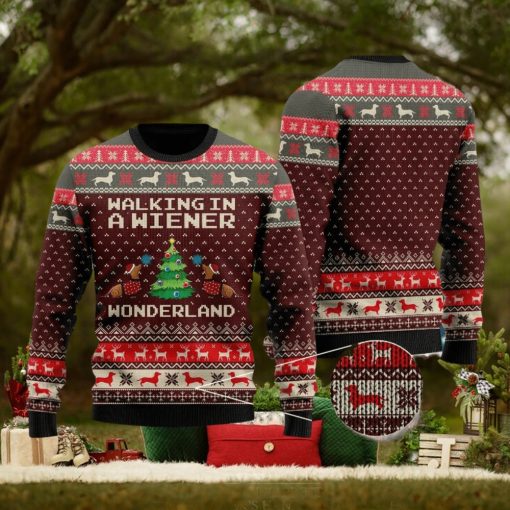 Walking In A Wiener Wonderland Ugly Christmas Sweater Dachshund Dog Dog Lover Gift For Men Women Dog
