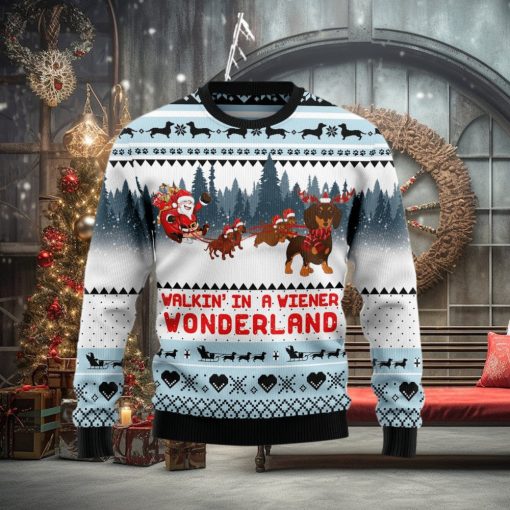 Walkin‘ In A Weiner Wonderland Dachshund Lover Dog Lover Ugly Christmas Sweater