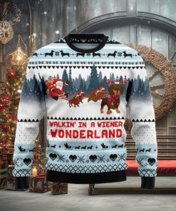 Walkin‘ In A Weiner Wonderland Dachshund Lover Ugly Christmas Sweater Unique Gift