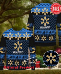 Walmart Black Design Many Logo Snowflake Ugly Christmas Sweater
