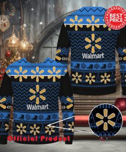 Walmart Black Design Many Logo Snowflake Ugly Christmas Sweater