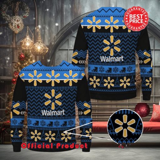 Walmart Black Design Many Logo Snowflake Ugly Christmas Sweater