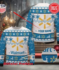 Walmart Custom Name White Design Logo Snowflake Ugly Christmas Sweater