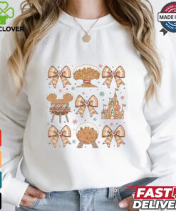 Walt Disneyworld Coquette Bows Gingerbread Christmas Shirt