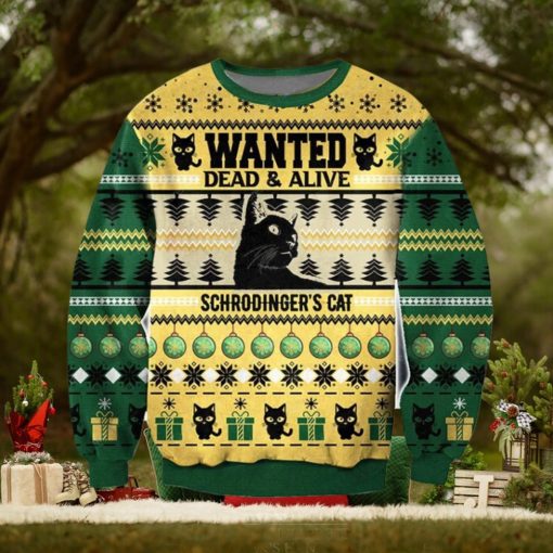 Wanted Death And Life Schrödinger’s Cat Funny 3D Christmas Ugly Sweater