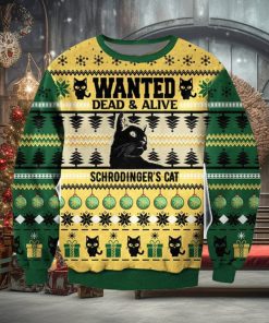 Wanted Death And Life Schrödinger’s Cat Funny 3D Christmas Ugly Sweater