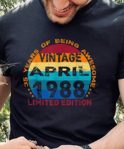 35 Years Old Vintage April 1988 Distressed 35th Birthday T Shirt