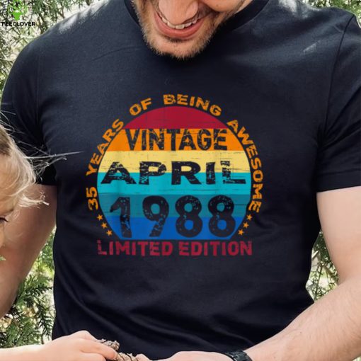 35 Years Old Vintage April 1988 Distressed 35th Birthday T Shirt