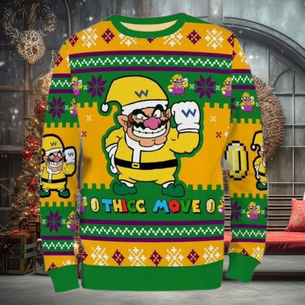 Wario Super Mario Thicc Move Christmas Ugly Sweater Wario Super Mario Thicc Move Christmas Ugly Sweater