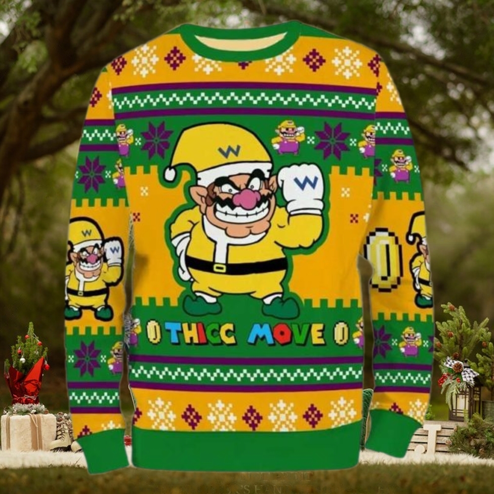 Wario Super Mario Thicc Move Christmas Ugly Sweater Wario Super Mario Thicc Move Christmas Ugly Sweater