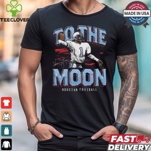 Warren Moon 1 Houston Football To The Moon Signature Vintage Painting t shirt