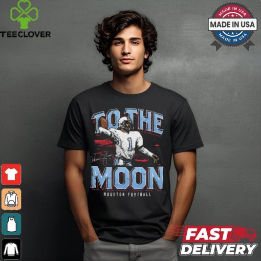 Warren Moon 1 Houston Football To The Moon Signature Vintage Painting t shirt