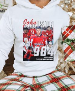 Washington Capitals John Carlson 984 most games played by a defenseman shirt