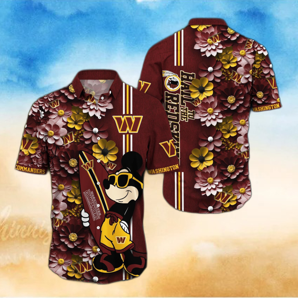 Washington Commanders Aloha Mick Pattern Hawaiian Shirt For Fans Washington Commanders Aloha Mick Pattern Hawaiian Shirt For Fans