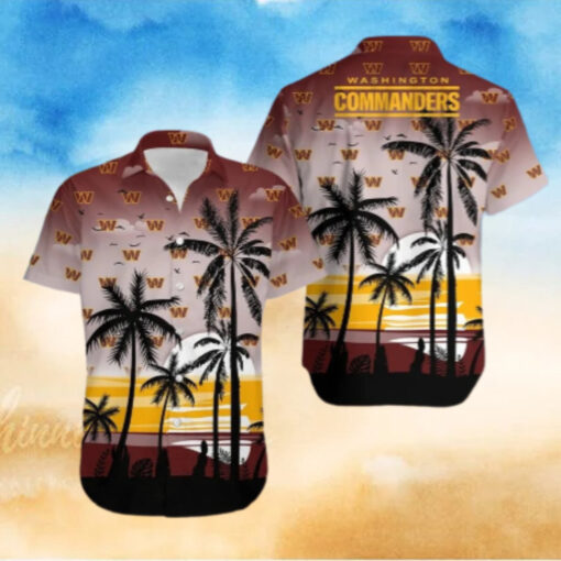 Washington Commanders Beach Sunset Hawaiian Shirt