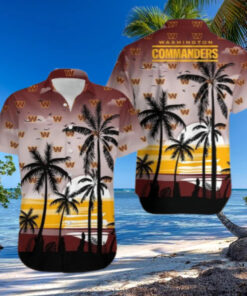 Washington Commanders Beach Sunset Hawaiian Shirt