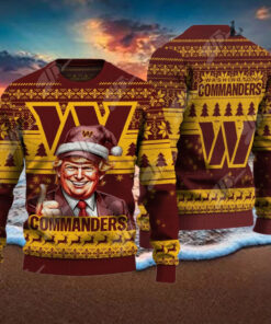 Washington Commanders Christmas Donald Trump Knitted Sweater