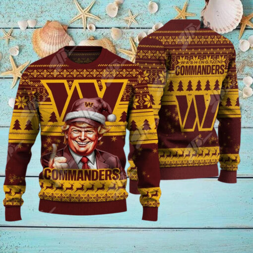 Washington Commanders Christmas Donald Trump Knitted Sweater
