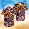 Washington Commanders Floral Stripe Hawaiian Shirt