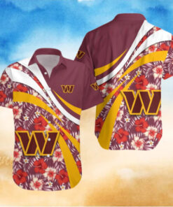 Washington Commanders Floral Wave Hawaiian Shirt