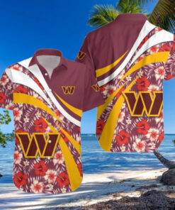 Washington Commanders Floral Wave Hawaiian Shirt