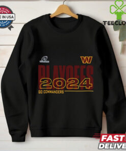 Washington Commanders Go Commanders 2024 NFL Playoffs Shirt, featuring bold graphics and team branding to celebrate the Commanders' postseason journey. Perfect for fans supporting the team in the 2024 NFL playoffs.
