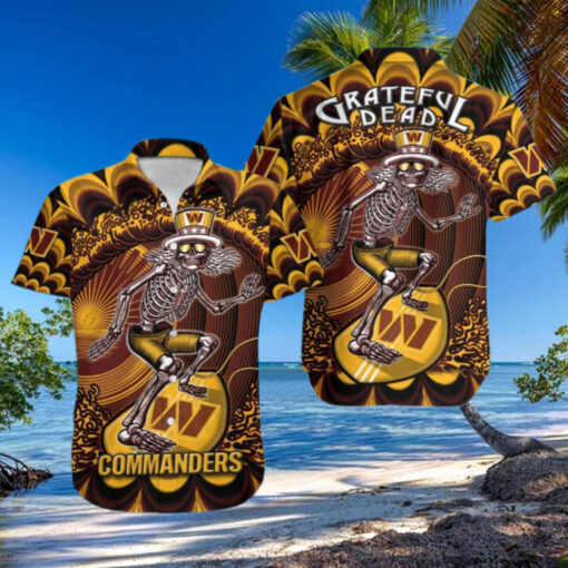 Washington Commanders Grateful Skeleton Hawaiian Shirt