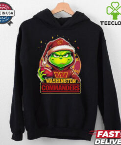 Washington Commanders Grinch wearing Santa hat Christmas 2024 shirt
