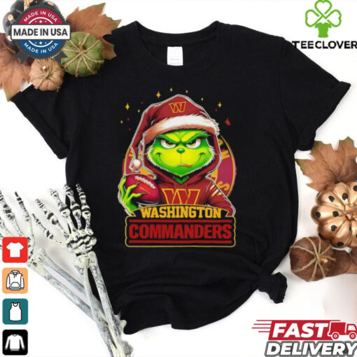 Washington Commanders Grinch wearing Santa hat Christmas 2024 shirt