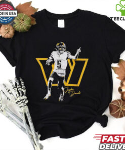 Washington Commanders Jayden Daniels signature retro logo shirt