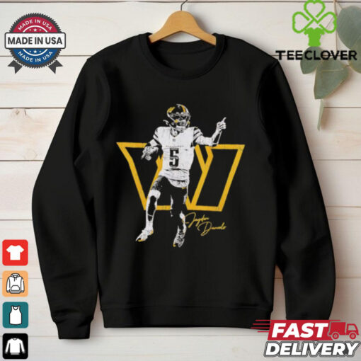 Washington Commanders Jayden Daniels signature retro logo shirt