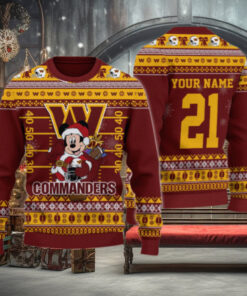 Washington Commanders Mickey Mouse Santa Ugly Christmas Sweater